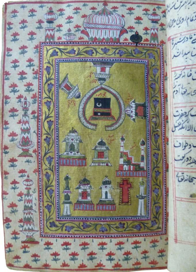 Image of the Great Mosque in Mecca in an Indian copy of al-Ǧazūlī’s Dalāʾil al-Khayrāt